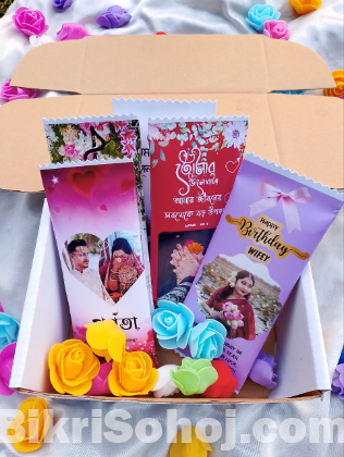 Customized Chocolate Package with artificial flower